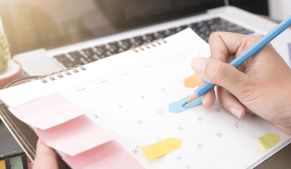 Old-Fashioned Paper Calendar Scheduling