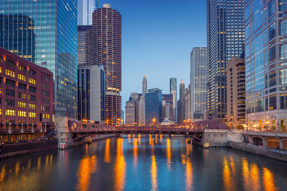 Bridge Going Across The Chicago River