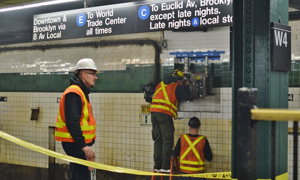 Contractors Working On A Bus Transit System