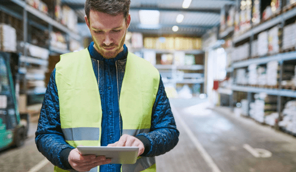 Industrial Worker Checking His Work Schedule