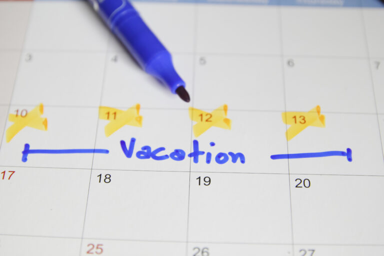 Schedule With Days Marked Out For Vacation