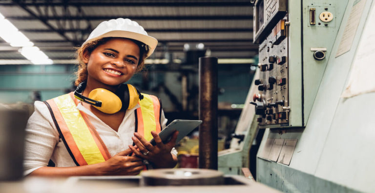 Woman Engineer Smiling On The Job