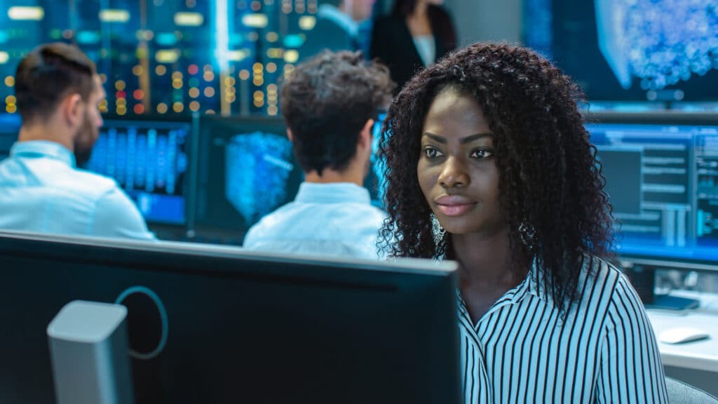 Female,computer,engineer,works,on,a,neural,network/,artificial,intelligence