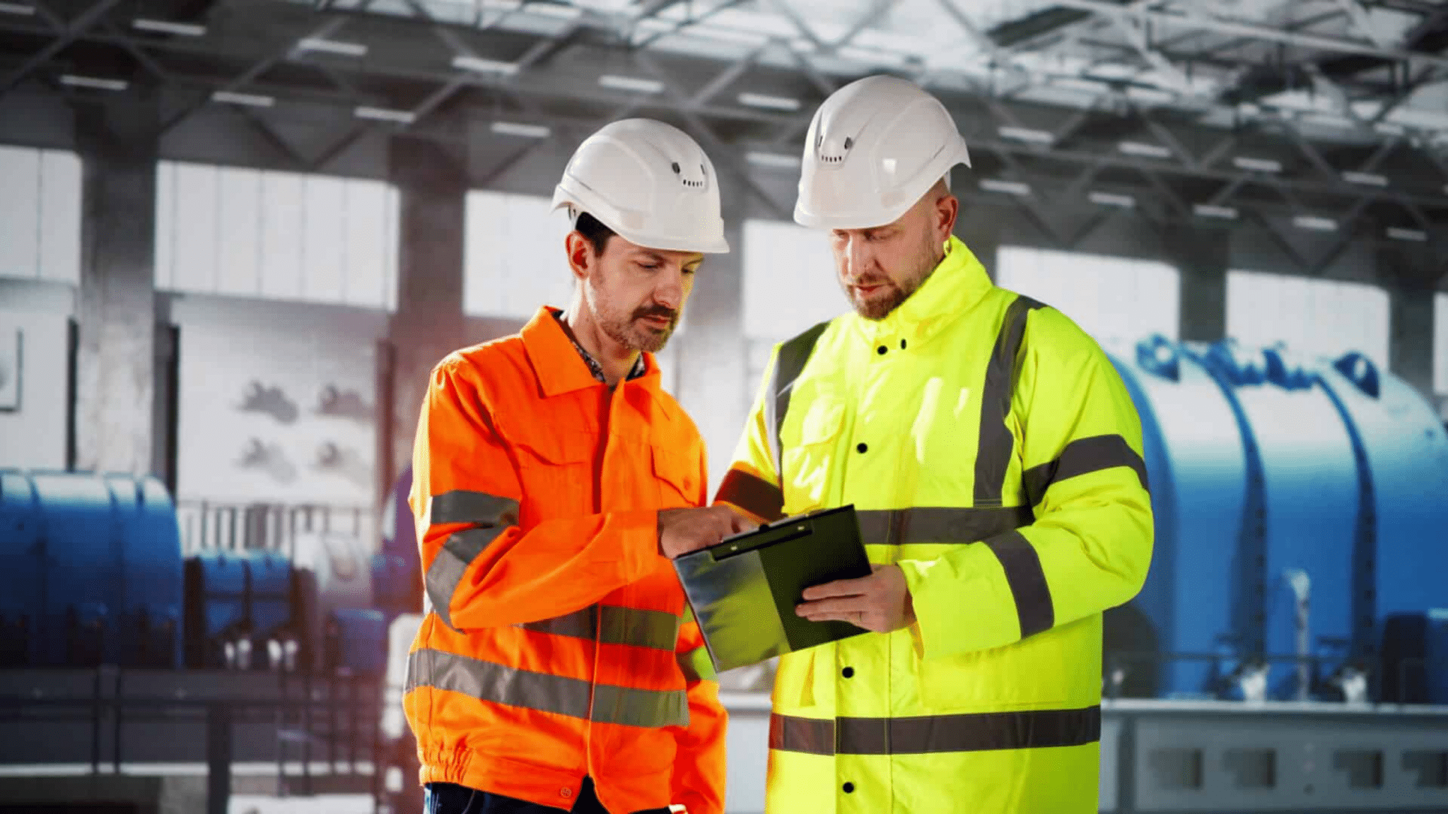 Engineers,checking,industrial,facility.,osha,inspection,at,power,plant,work Rules,industrial Environments