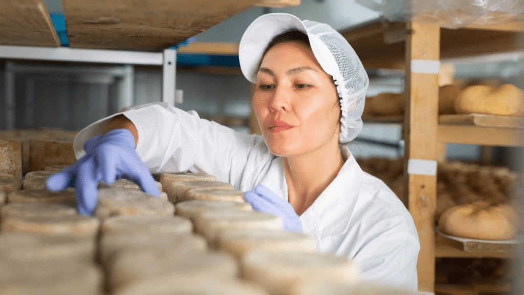 Professional,woman,cheesemaker,checking,aging,process,of,hard,goat,cheese,workforce Strategies