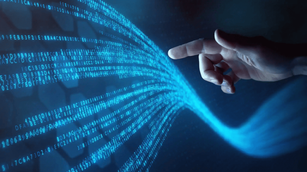 Predictive Analytics Vs Prescriptive Analytics; Hand,reaching,out,for,data,stream