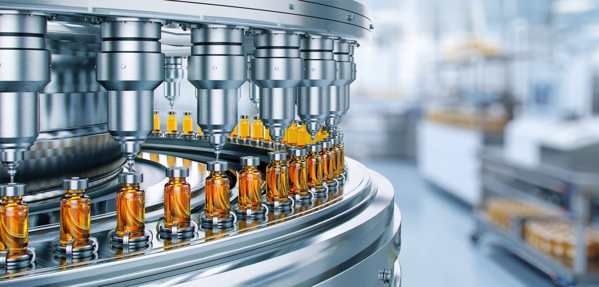 Drug,manufacturing,process.,conveyor,with,medical,ampoules,line,at,a,Discrete vs Process Manufacturing