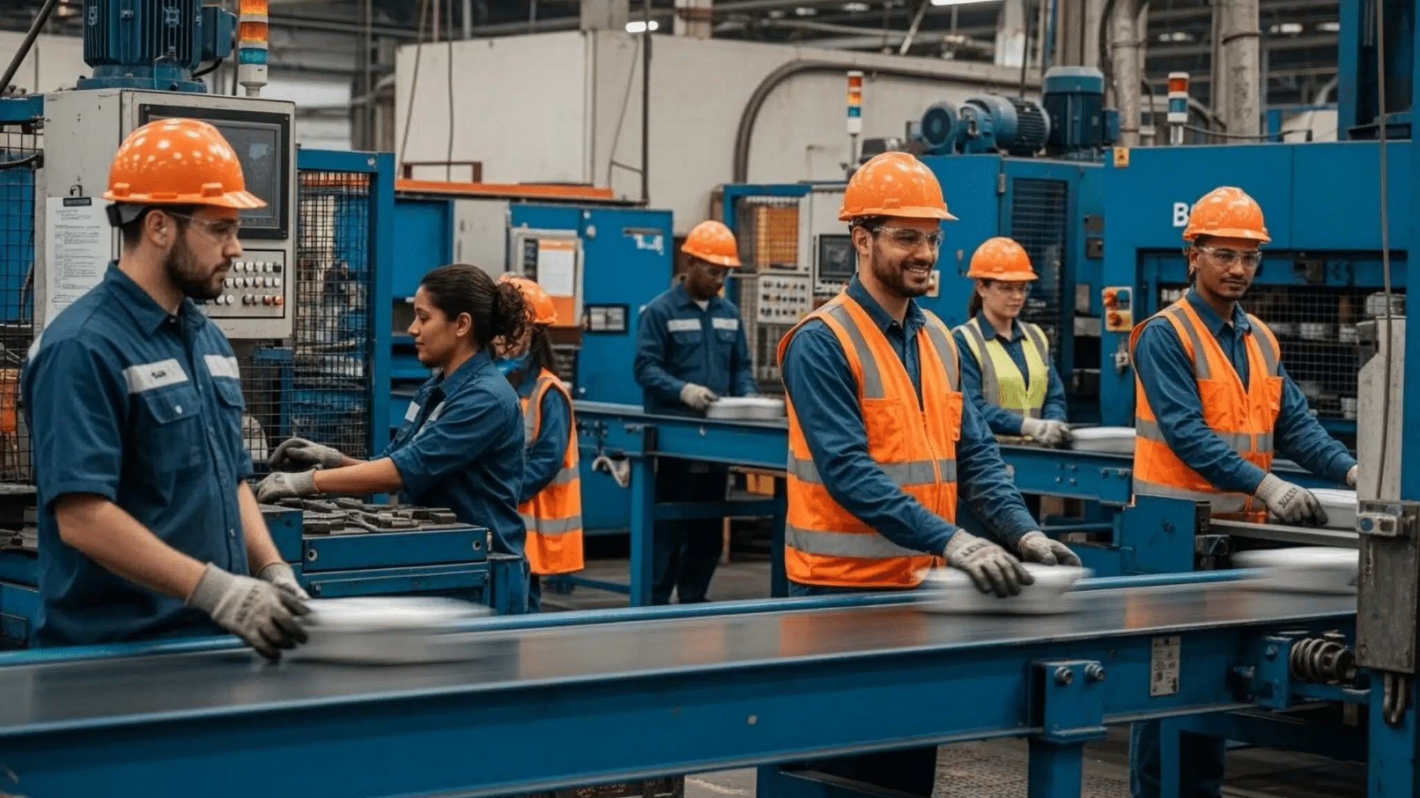 7 Employees On A Line Demonstrating Labor Tracking Software