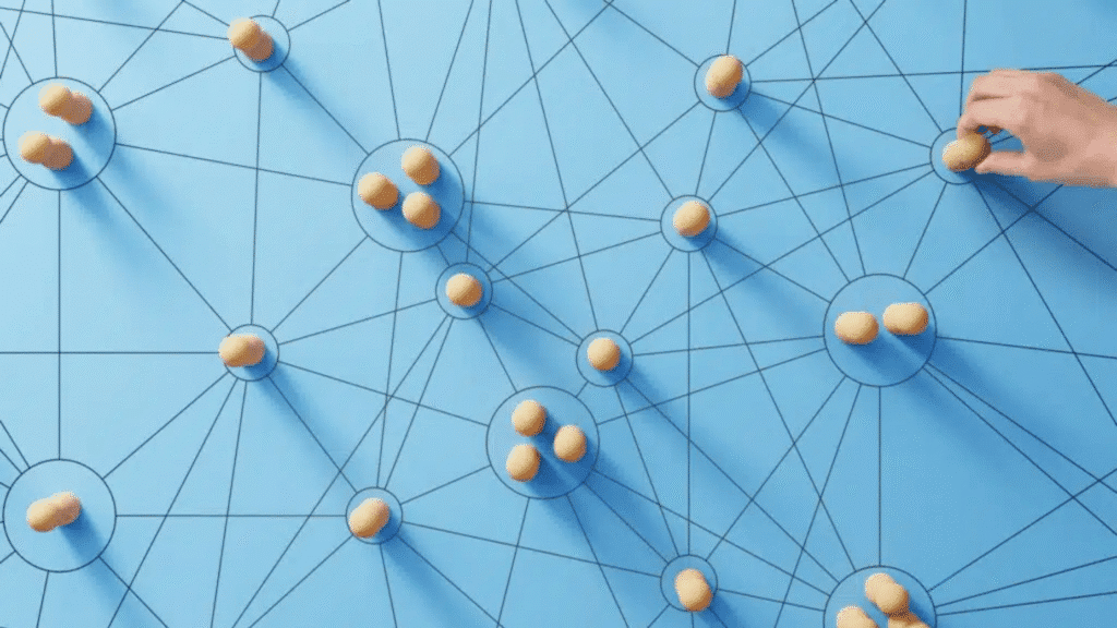 Networking.,network,with,members,connected,with,each,other,interoperability