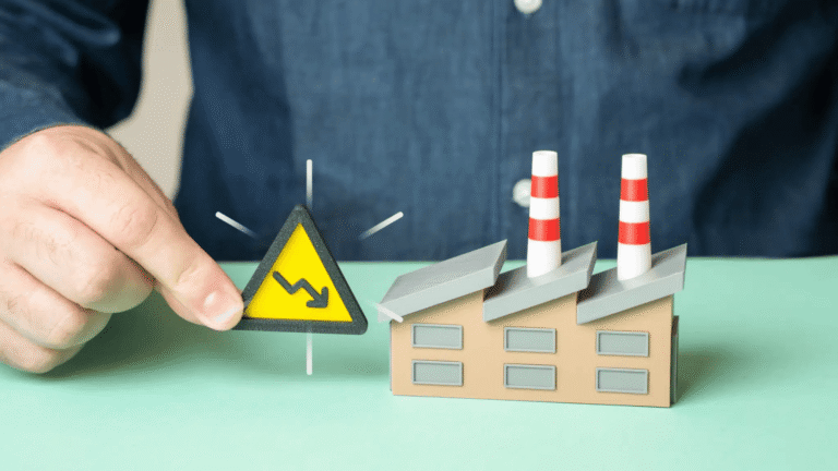 A,man,warns,of,a,drop,in,factory,income.,industrial, Workforce Reduction