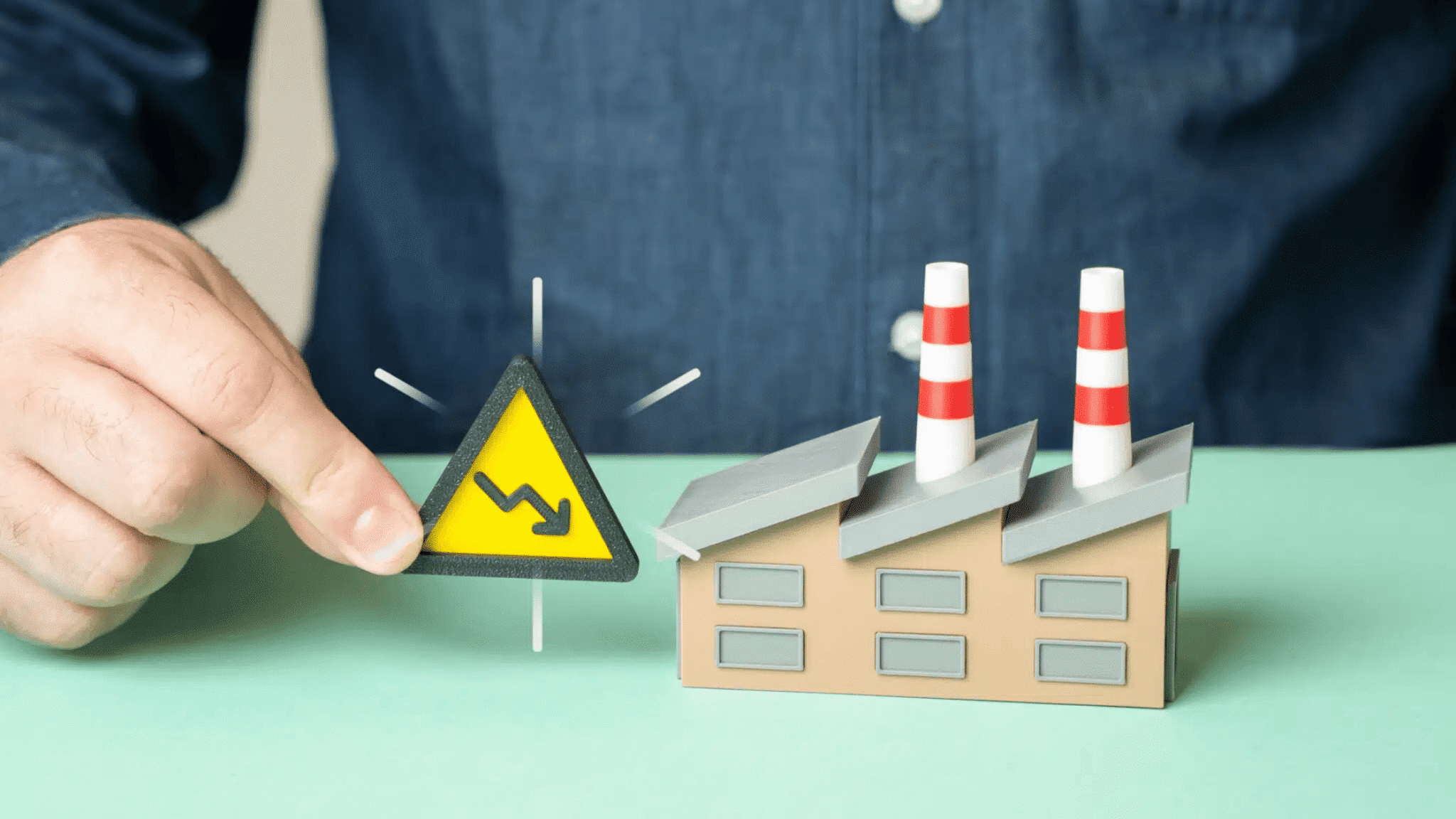 A,man,warns,of,a,drop,in,factory,income.,industrial, Workforce Reduction