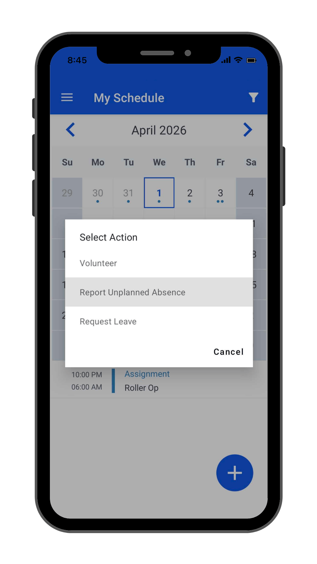 Call Off 1 Select Action