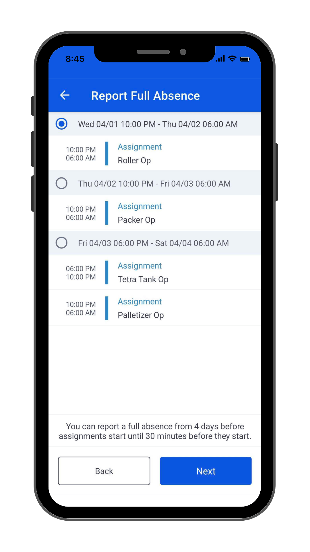 Call Off 3 Report Absence