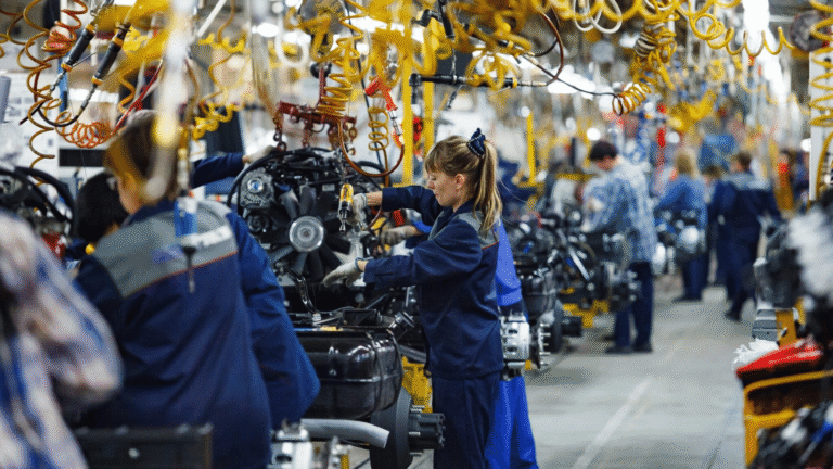 Car Assembly Line Before Automation And Automotive Layoffs