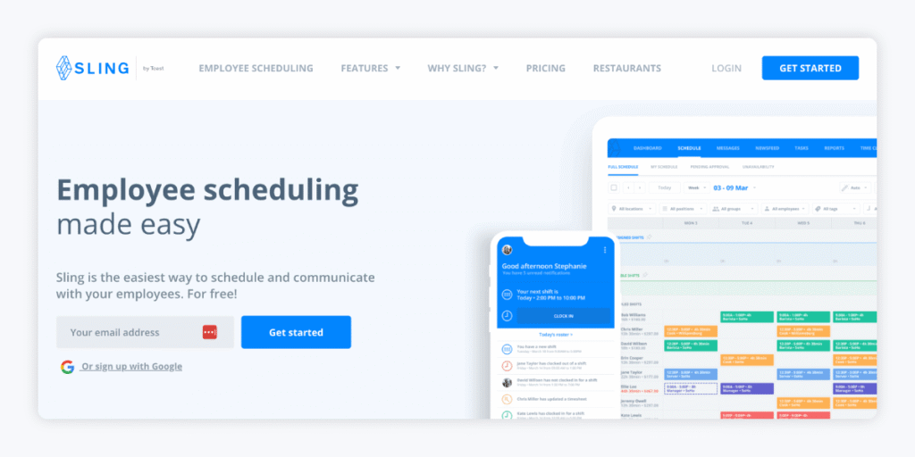 Screenshot of Sling’s homepage.