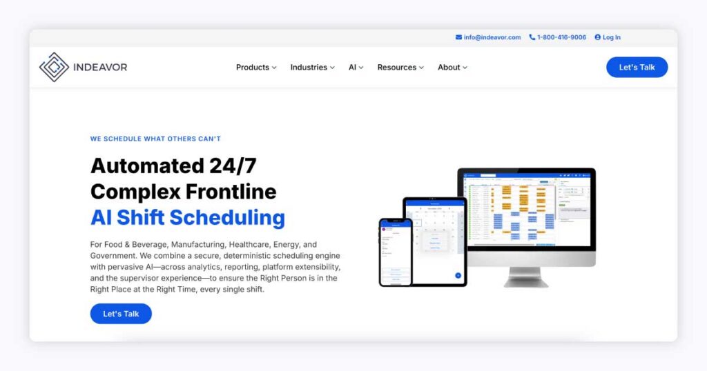 Screenshot of the Indeavor homepage