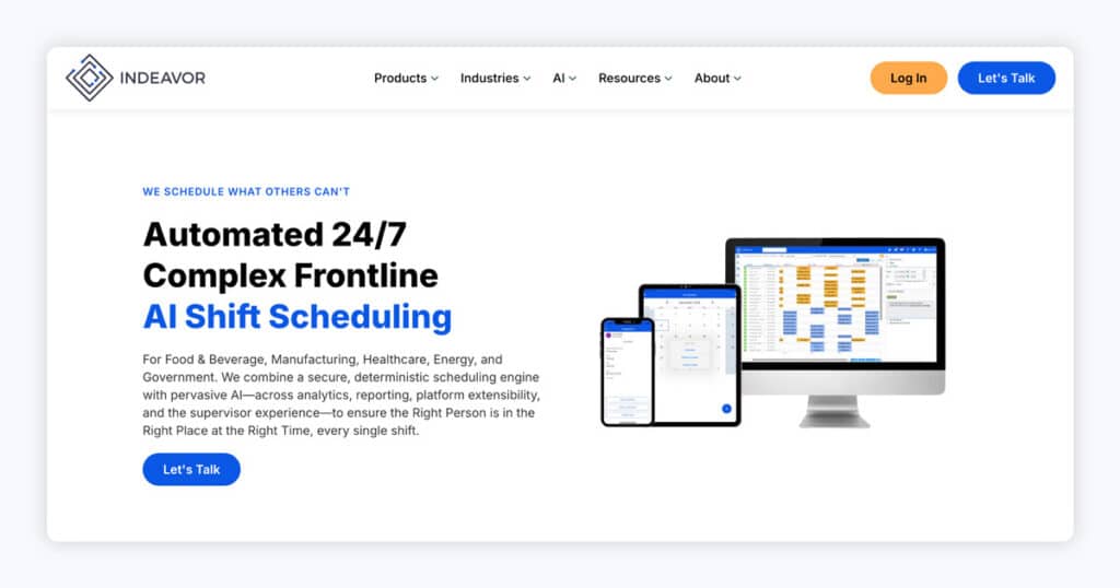 A screenshot of Indeavor’s homepage.