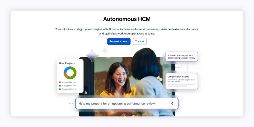 Screenshot of the SAP SuccessFactors homepage