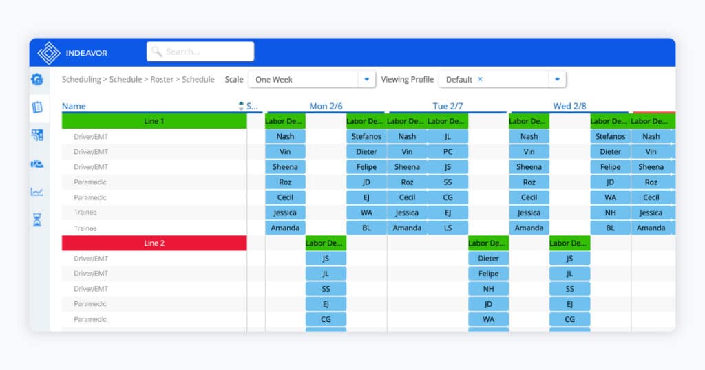 A screenshot of the Indeavor interface.