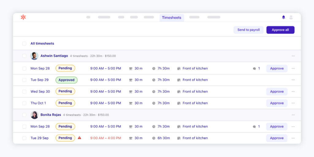 A screenshot of the Deputy interface.